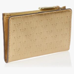 New🔥Karl Lagerfeld Graffiti Print Bi-Fold SlimWallet Gold monogram